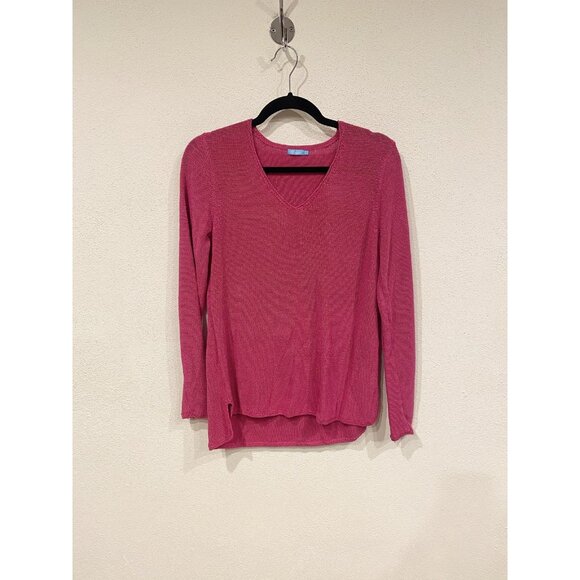 J McLaughlin Sweater Womens Small Pink V Neck Button Cuff Pullover Knit Top - Picture 1 of 5